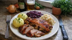 Gänsebraten mit Maronenfüllung: knusprige Haut, saftiges Fleisch und Biersauce
