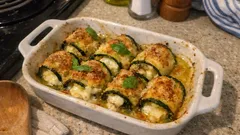 Zucchinirouladen mit Käse aus dem Ofen – cremige Füllung, schön goldbraun