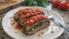 Saftiger Rinderhackbraten mediterran – mit Kräuterfüllung und Tomaten-Zwiebel-Sauce