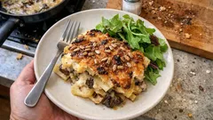 Cremiger Kartoffelauflauf mit Steinpilzen und Parmesan – wird garantiert nicht trocken